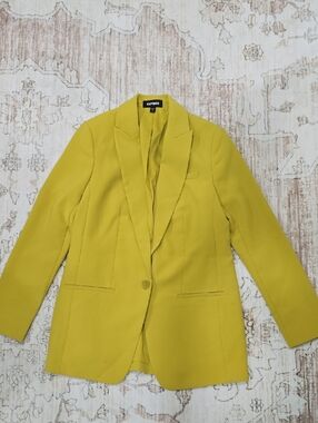 Express Women's Lemon Yellow Single-Button Tailored Blazer